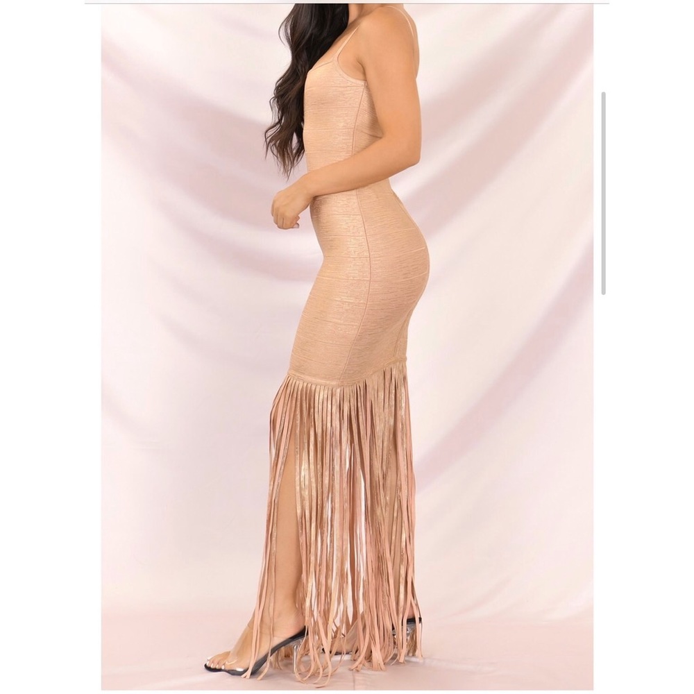 GOLD METALLIC BANDAGE DRESS